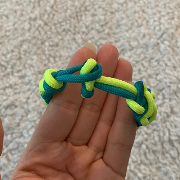 Turquoise and Neon Yellow DNA Helix Paracord Bracelet - Picture 15 of 17